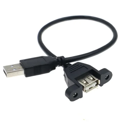USB 2.0 Male-to-Female Extension Cable (0.3m-5m) with Panel Mounting Screw Holes for Industrial Control Chassis Product Image #21045 With The Dimensions of 800 Width x 800 Height Pixels. The Product Is Located In The Category Names Computer & Office → Computer Cables & Connectors