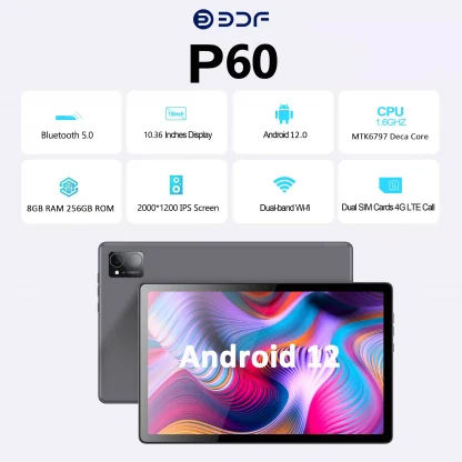10.36-Inch Deca Core Tablet with 8GB RAM, 256GB ROM, 4G Network, AI Speed-up, Android 12, GPS, WiFi, Bluetooth, and 2K Screen Product Image #20978 With The Dimensions of 2500 Width x 2500 Height Pixels. The Product Is Located In The Category Names Computer & Office → Tablets