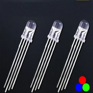 Vibrant 1000-Piece 5mm RGB LED Kit - Common Cathode/Anode, Four Feet, Transparent Highlight, F5 Diode for Colorful Illumination Product Image #13356 With The Dimensions of  Width x  Height Pixels. The Product Is Located In The Category Names Electronic Components & Supplies → EL Products