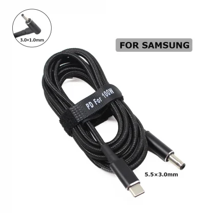 100W USB-C PD Charging Cable to 3.0X1.0mm 5.5 3.0mm Converter for Samsung 19V Laptop Power Adapter Product Image #3177 With The Dimensions of 1000 Width x 1000 Height Pixels. The Product Is Located In The Category Names Computer & Office → Computer Cables & Connectors