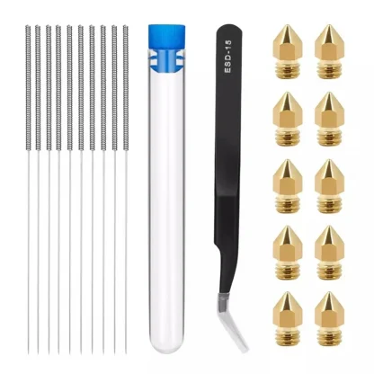 3D Printer Nozzle Set - 10 Stainless Steel Nozzles (0.4mm) + 10 Cleaning Needles + Tweezers Tool Kit Product Image #4185 With The Dimensions of 800 Width x 800 Height Pixels. The Product Is Located In The Category Names Computer & Office → Device Cleaners