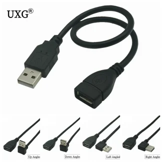 USB 2.0 A Male to Female 90° Angled Extension Cable - 10cm/20cm, Right/Left/Down/Up Product Image #22859 With The Dimensions of  Width x  Height Pixels. The Product Is Located In The Category Names Computer & Office → Computer Cables & Connectors