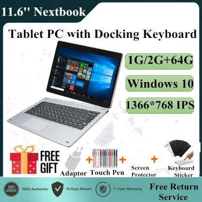 11.6'' 2-in-1 Tablet PC with Docking Keyboard - 2GB DDR + 64GB, Windows 10, WIFI, G12 Touch Screen, 1366x768 IPS, Dual Camera Product Image #23511 With The Dimensions of 800 Width x 800 Height Pixels. The Product Is Located In The Category Names Computer & Office → Tablets