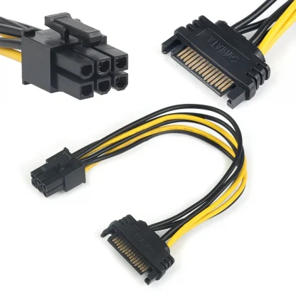 Upgrade Your Graphics: SATA to 6 Pin Power Supply Adapter Cable for PCI-E Card, Enhance GPU Performance with 15Pin to 6Pin Graphics Card Power Cord Product Image #22090 With The Dimensions of 800 Width x 800 Height Pixels. The Product Is Located In The Category Names Computer & Office → Computer Cables & Connectors