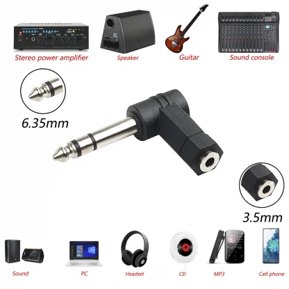 90 Degree 3.5mm to 6.35mm Mono Jack Stereo Audio Adapter Plug - AUX Headphone Cable Converter Product Image #5615 With The Dimensions of 1500 Width x 1500 Height Pixels. The Product Is Located In The Category Names Computer & Office → Computer Cables & Connectors