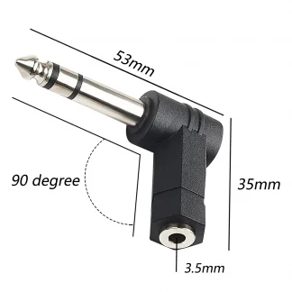 90 Degree 3.5mm to 6.35mm Mono Jack Stereo Audio Adapter Plug - AUX Headphone Cable Converter Product Image #5611 With The Dimensions of  Width x  Height Pixels. The Product Is Located In The Category Names Computer & Office → Computer Cables & Connectors