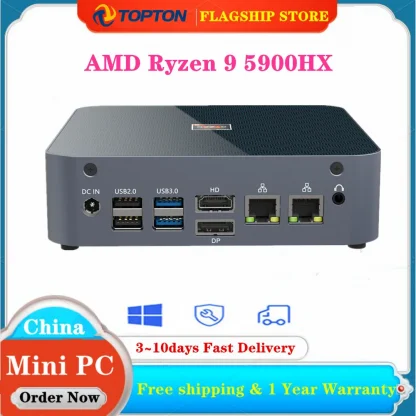 Elevate your gaming experience with our AMD Mini PC Ryzen 9 5900HX featuring Windows 11, Dual LAN, NVMe SSD, Vega 8 Graphics, Type-C, and WiFi6E connectivity. Product Image #20601 With The Dimensions of 1000 Width x 1000 Height Pixels. The Product Is Located In The Category Names Computer & Office → Mini PC