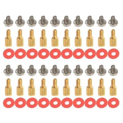 Set of 20 Golden Motherboard Risers with Screws, Red Washers, and Gaskets (6.5mm, 6-32-M3) Product Image #5212 With The Dimensions of 800 Width x 800 Height Pixels. The Product Is Located In The Category Names Computer & Office → Computer Cables & Connectors