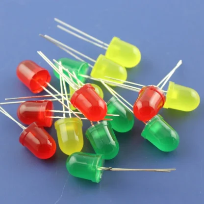 250-Piece Assorted 10mm Diffused LED Kit - Red, Blue, Yellow, Green, White - Round Light-Emitting Diodes for DIP Plug-in Applications Product Image #13308 With The Dimensions of 1000 Width x 1000 Height Pixels. The Product Is Located In The Category Names Electronic Components & Supplies → EL Products