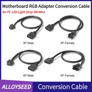 RGB Adapter Cable for PC LED Light Strips - 30cm Male/Female Cord, 5V 3 Pin/12V 4 Pin, Motherboard Conversion Product Image #20793 With The Dimensions of  Width x  Height Pixels. The Product Is Located In The Category Names Computer & Office → Computer Cables & Connectors