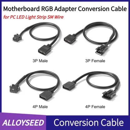 RGB Adapter Cable for PC LED Light Strips - 30cm Male/Female Cord, 5V 3 Pin/12V 4 Pin, Motherboard Conversion Product Image #20793 With The Dimensions of 1000 Width x 1000 Height Pixels. The Product Is Located In The Category Names Computer & Office → Computer Cables & Connectors