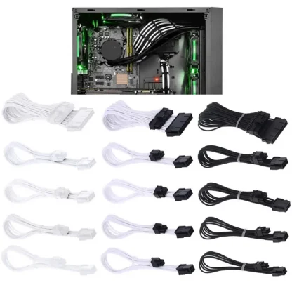 Sleeve Extension Power Supply Cable Kit - 30cm, 24-pin ATX/EPS, 8-pin PCI-E GPU, 8-pin CPU, 6-pin PCIE, 4-Pin CPU with Combs - 18 AWG Product Image #1057 With The Dimensions of 800 Width x 800 Height Pixels. The Product Is Located In The Category Names Computer & Office → Computer Cables & Connectors