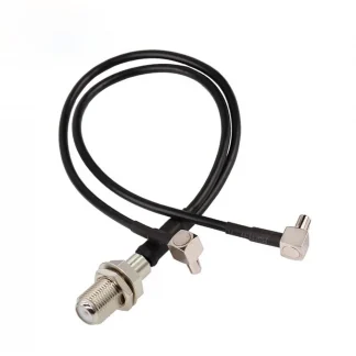 3G/4G Antenna Extension Cable - F Female to 2x TS9 Male Right Angle Y Type Splitter Combiner RG174 Jumper Pigtail, 15CM Product Image #14648 With The Dimensions of  Width x  Height Pixels. The Product Is Located In The Category Names Computer & Office → Computer Cables & Connectors