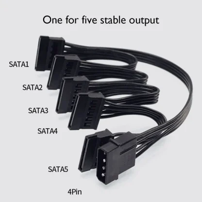 4 Pin Male to SATA 15 Pin Female Power Supply Cable with 1 to 5 Cord for Hard Drive IDE Molex to 5-Port 15Pin SATA Power, 30 Inch Product Image #19361 With The Dimensions of 1001 Width x 1001 Height Pixels. The Product Is Located In The Category Names Computer & Office → Computer Cables & Connectors