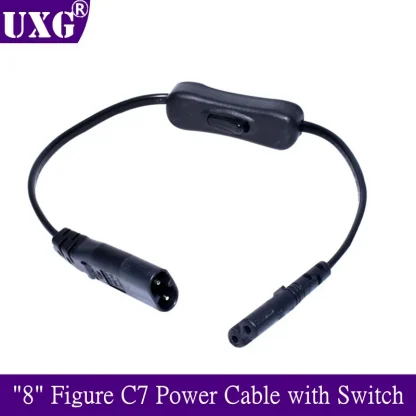 8-Inch Figure C7 Power Cable with On/Off Switch - IEC 320 C8 to C7 Extension Cord for Efficient Power Control Product Image #7553 With The Dimensions of 800 Width x 800 Height Pixels. The Product Is Located In The Category Names Computer & Office → Computer Cables & Connectors
