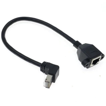 90 Degree RJ45 Male to Female Panel Extension Cable for Ethernet LAN Gigabit Network - CAT5 CAT6 with Screw Hole Product Image #21000 With The Dimensions of 800 Width x 800 Height Pixels. The Product Is Located In The Category Names Computer & Office → Computer Cables & Connectors
