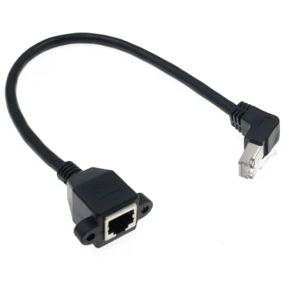90 Degree RJ45 Male to Female Panel Extension Cable for Ethernet LAN Gigabit Network - CAT5 CAT6 with Screw Hole Product Image #21002 With The Dimensions of 800 Width x 800 Height Pixels. The Product Is Located In The Category Names Computer & Office → Computer Cables & Connectors