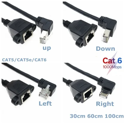90 Degree RJ45 Male to Female Panel Extension Cable for Ethernet LAN Gigabit Network - CAT5 CAT6 with Screw Hole Product Image #20998 With The Dimensions of 800 Width x 800 Height Pixels. The Product Is Located In The Category Names Computer & Office → Computer Cables & Connectors