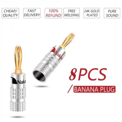 Nakamichi 24K Gold-plated Banana Plugs - 8pcs, 4MM Connector with Screw Lock for HiFi Audio Speaker Jacks Product Image #12713 With The Dimensions of 1000 Width x 1000 Height Pixels. The Product Is Located In The Category Names Consumer Electronics → Accessories & Parts → Electrical Sockets & Plugs Adaptors → Electrical Plug