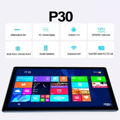 BDF P30 New 10.1 Inch Tablet PC - Octa Core, 4G Network, Android 12, Google Play, 8GB RAM, 256GB, Dual SIM, Dual Wifi, Type-C Product Image #24051 With The Dimensions of 1000 Width x 1000 Height Pixels. The Product Is Located In The Category Names Computer & Office → Tablets