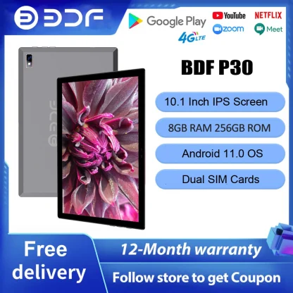 BDF P30 Pro 10.1 Inch Tablet - 8GB RAM, 256GB ROM, Android 11.0 Octa Core, 4G Network, Dual SIM Cards Pad Tablet 2023 Product Image #13056 With The Dimensions of 1000 Width x 1000 Height Pixels. The Product Is Located In The Category Names Computer & Office → Tablets