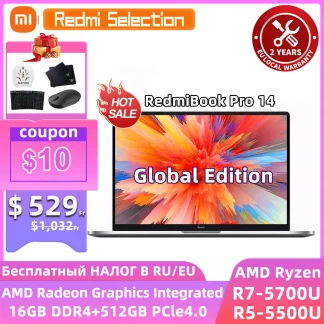 Xiaomi RedmiBook Pro 14 Global Version - Ryzen AMD R5 5500U/R7 5700U, 16GB RAM, 512GB PCIe SSD, Win11 Notebook PC. Product Image #12151 With The Dimensions of  Width x  Height Pixels. The Product Is Located In The Category Names Computer & Office → Laptops