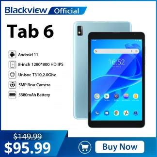 Blackview Tab 6: 8-Inch Android 11 Tablet with 3GB RAM, 32GB Storage, 5580mAh Battery, 4G LTE, WIFI, and Phone Call Functionality. Product Image #22178 With The Dimensions of  Width x  Height Pixels. The Product Is Located In The Category Names Computer & Office → Tablets
