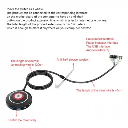 Enhance control with our Desktop PC Power Button Switch - Round Big Button with Cable and Bracket for seamless on/off and reset functionality. Product Image #20561 With The Dimensions of 1001 Width x 1001 Height Pixels. The Product Is Located In The Category Names Computer & Office → Computer Cables & Connectors