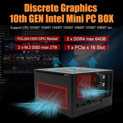 High-Performance DIY Mini Computer with In-tel Core I3/I5 10th Gen, Windows 10 OS, 4K 60Hz, HDMI/DP, and PCIE 16 for Half-Height GPU – Ideal for Gaming and HTPC. Product Image #17190 With The Dimensions of 1000 Width x 1000 Height Pixels. The Product Is Located In The Category Names Computer & Office → Mini PC
