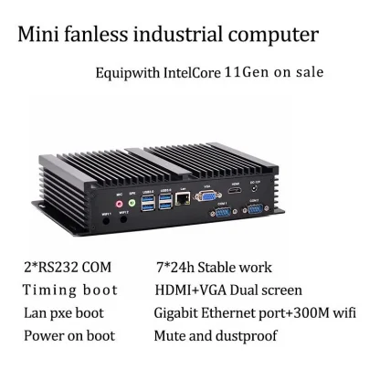 Dual COM 11th Gen Fanless Mini PC with Intel I5-1135G7/I7-1165G7, RS232 COM, USB, WIFI – Industrial Desktop Computer Product Image #3257 With The Dimensions of 800 Width x 800 Height Pixels. The Product Is Located In The Category Names Computer & Office → Mini PC