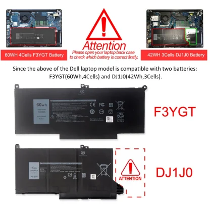 Dell Latitude F3YGT DJ1J0 60WH Laptop Battery - Compatible with Latitude 12 13 14 Series E7280 E7290 E7380 E7390 7280 7290 7380 7390 7480 7490 Product Image #25838 With The Dimensions of 1000 Width x 1000 Height Pixels. The Product Is Located In The Category Names Computer & Office → Laptops