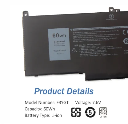 Dell Latitude F3YGT DJ1J0 60WH Laptop Battery - Compatible with Latitude 12 13 14 Series E7280 E7290 E7380 E7390 7280 7290 7380 7390 7480 7490 Product Image #25841 With The Dimensions of 1000 Width x 966 Height Pixels. The Product Is Located In The Category Names Computer & Office → Laptops