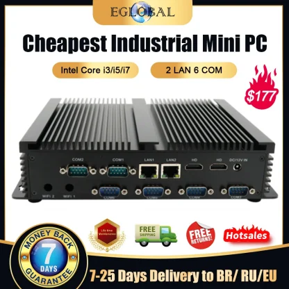 Elevate Your Workspace with Eglobal Industrial Mini PC - Intel Core i3/i5, 2 RJ45 LAN, 2 HDMI, Linux Desktop Computer, 6 RS232 COMs, 8 USB, Windows Ready Product Image #5098 With The Dimensions of 1000 Width x 1000 Height Pixels. The Product Is Located In The Category Names Computer & Office → Mini PC
