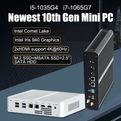 Eglobal Fanless Mini PC - Intel Core i5 8265U/10510U/10710U, 2 DDR4 Slots, M.2+Msata+2.5'' SATA, 4K HTPC Nettop with HDMI and DP Product Image #14543 With The Dimensions of 1000 Width x 1000 Height Pixels. The Product Is Located In The Category Names Computer & Office → Mini PC