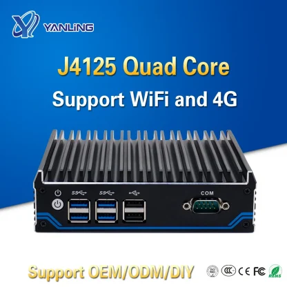 Fanless Dual LAN Mini PC - Intel Quad Core J4125 CPU, 2.0GHz to 2.7GHz, Windows 10/Linux OS, Embedded with Two DP Ports Product Image #11957 With The Dimensions of 1000 Width x 1000 Height Pixels. The Product Is Located In The Category Names Computer & Office → Mini PC