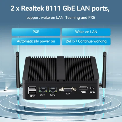 Enhanced Connectivity Fanless Mini PC with Intel Celeron J4125, Dual Gigabit Ethernet, Multiple COM Ports, USB Expansion, WiFi, 4G LTE Support, Windows 10, Linux Compatible Product Image #13934 With The Dimensions of 1000 Width x 1000 Height Pixels. The Product Is Located In The Category Names Computer & Office → Mini PC