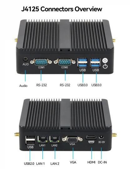 Enhanced Connectivity Fanless Mini PC with Intel Celeron J4125, Dual Gigabit Ethernet, Multiple COM Ports, USB Expansion, WiFi, 4G LTE Support, Windows 10, Linux Compatible Product Image #13935 With The Dimensions of 950 Width x 1241 Height Pixels. The Product Is Located In The Category Names Computer & Office → Mini PC