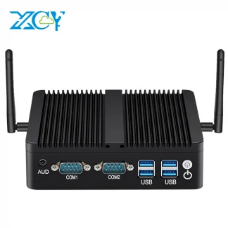 Enhanced Connectivity Fanless Mini PC with Intel Celeron J4125, Dual Gigabit Ethernet, Multiple COM Ports, USB Expansion, WiFi, 4G LTE Support, Windows 10, Linux Compatible Product Image #13931 With The Dimensions of  Width x  Height Pixels. The Product Is Located In The Category Names Computer & Office → Mini PC