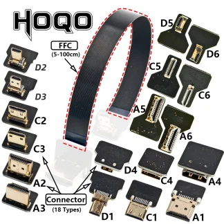 Flexible HDMI Flat Ribbon Cable - Micro HD to Mini HD Female, 90/270 Degree, FFC 20pin, for DJI FPV Connector Product Image #10734 With The Dimensions of  Width x  Height Pixels. The Product Is Located In The Category Names Consumer Electronics → Accessories & Parts → Digital Cables → USB Cables