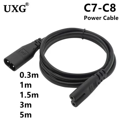 IEC 320 C7 to C8 Figure 8 Power Adapter Extension Cable - 30CM to 5M Length Options Product Image #7542 With The Dimensions of 800 Width x 800 Height Pixels. The Product Is Located In The Category Names Computer & Office → Computer Cables & Connectors