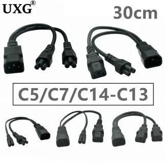 C14 to Dual C13 Y-Splitter Power Cord Adapter - Efficient Power Distribution Solution for Your Devices. Product Image #7496 With The Dimensions of  Width x  Height Pixels. The Product Is Located In The Category Names Computer & Office → Computer Cables & Connectors