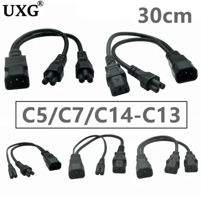 C14 to Dual C13 Y-Splitter Power Cord Adapter - Efficient Power Distribution Solution for Your Devices. Product Image #7496 With The Dimensions of 888 Width x 888 Height Pixels. The Product Is Located In The Category Names Computer & Office → Computer Cables & Connectors