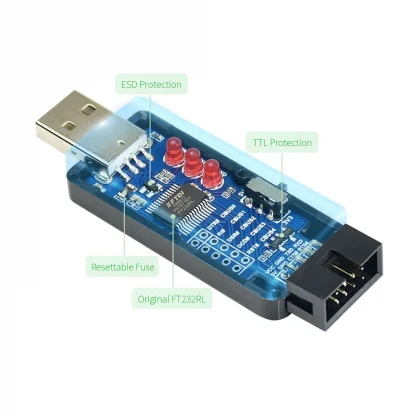 Industrial USB to TTL Converter FT232RL/CH343G - Multi-Protection, System Support, Stable Transmission, LED Indicators Product Image #21677 With The Dimensions of 1000 Width x 1000 Height Pixels. The Product Is Located In The Category Names Computer & Office → Computer Cables & Connectors