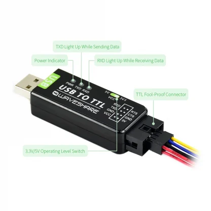 Industrial USB to TTL Converter FT232RL/CH343G - Multi-Protection, System Support, Stable Transmission, LED Indicators Product Image #21678 With The Dimensions of 1000 Width x 1000 Height Pixels. The Product Is Located In The Category Names Computer & Office → Computer Cables & Connectors