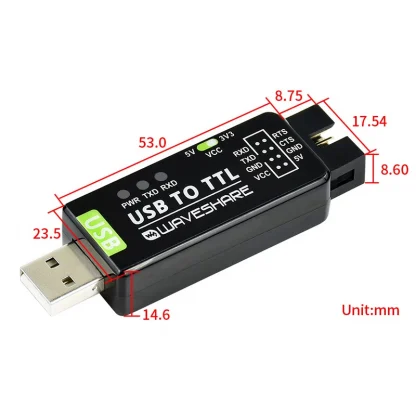 Industrial USB to TTL Converter FT232RL/CH343G - Multi-Protection, System Support, Stable Transmission, LED Indicators Product Image #21681 With The Dimensions of 800 Width x 800 Height Pixels. The Product Is Located In The Category Names Computer & Office → Computer Cables & Connectors