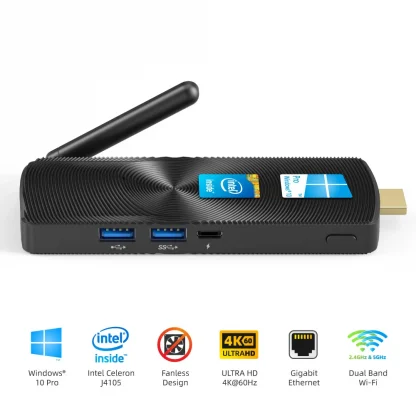 Intel Celeron J4125 Quad Core Fanless Mini PC - 8GB DDR4, 128GB, Windows 11 Pro, Support for Linux, Ubuntu Product Image #12705 With The Dimensions of 1000 Width x 1000 Height Pixels. The Product Is Located In The Category Names Computer & Office → Mini PC