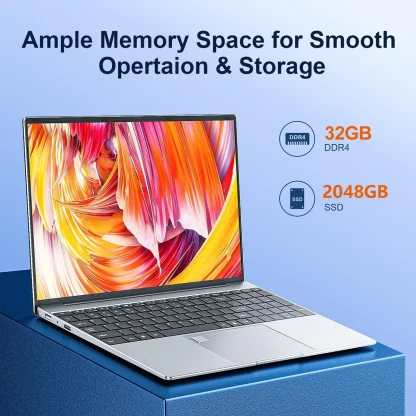 15.6 Inch Laptop: Intel N5095, 32GB RAM, 2048GB SSD, Windows 11, Fingerprint Unlock, Backlit Keyboard - Office Notebook with Narrow Bezel Screen Product Image #28249 With The Dimensions of 1200 Width x 1200 Height Pixels. The Product Is Located In The Category Names Computer & Office → Laptops