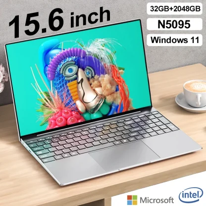15.6 Inch Laptop: Intel N5095, 32GB RAM, 2048GB SSD, Windows 11, Fingerprint Unlock, Backlit Keyboard - Office Notebook with Narrow Bezel Screen Product Image #28247 With The Dimensions of 800 Width x 800 Height Pixels. The Product Is Located In The Category Names Computer & Office → Laptops
