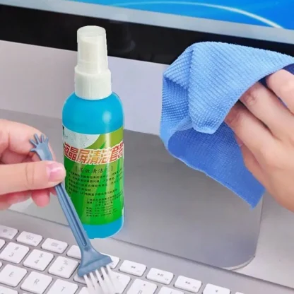 Three-piece Laptop Monitor Cleaning Kit with Liquid Cleaner, Brush, and Cloth Set Product Image #36946 With The Dimensions of 1001 Width x 1001 Height Pixels. The Product Is Located In The Category Names Computer & Office → Device Cleaners