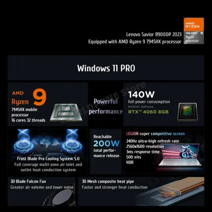Lenovo Legion R9000P 16" Gaming Laptop - AMD R9 7945HX, RTX 4060, 2.5K 240Hz Display, 100% SRGB, 500nits Brightness Product Image #25103 With The Dimensions of 1000 Width x 1000 Height Pixels. The Product Is Located In The Category Names Computer & Office → Laptops